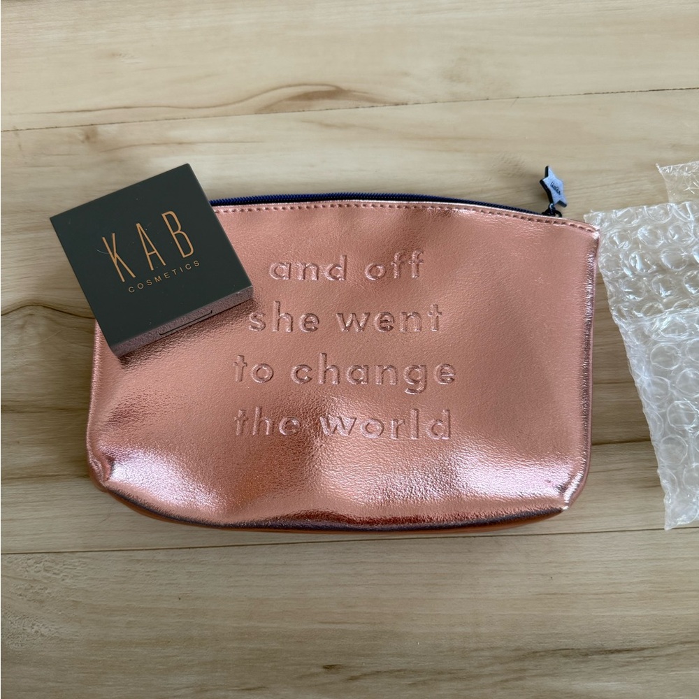 KAB Cosmetics Eyeshadow Palette and Rose Gold Makeup Bag